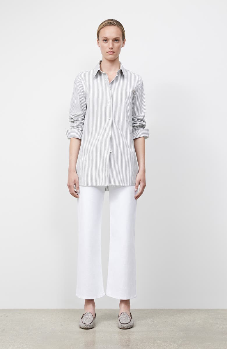 Lafayette 148 New York Greyson Metallic Stripe KindCotton Blend Shirt, Alternate, color,