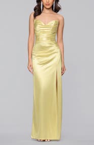 Blondie Nites Glam Ruched Strapless Satin Gown