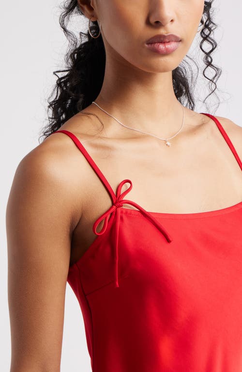 Bp. Bow Strap Satin Mini Slipdress In Red