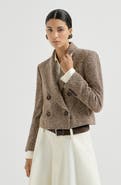 Brunello Cucinelli Sparkling virgin wool chevron cropped blazer