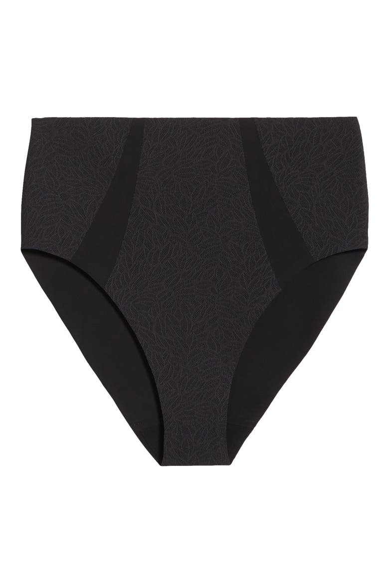 Pure Lace High Waist Support Briefs, Alternate, color, BLACK
