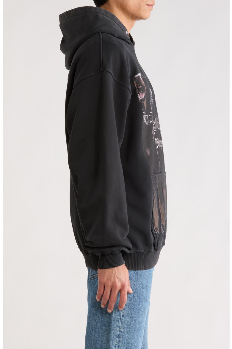 Thoroughbred Oversize Cotton Graphic Hoodie, Alternate, color, VINTAGE BLACK