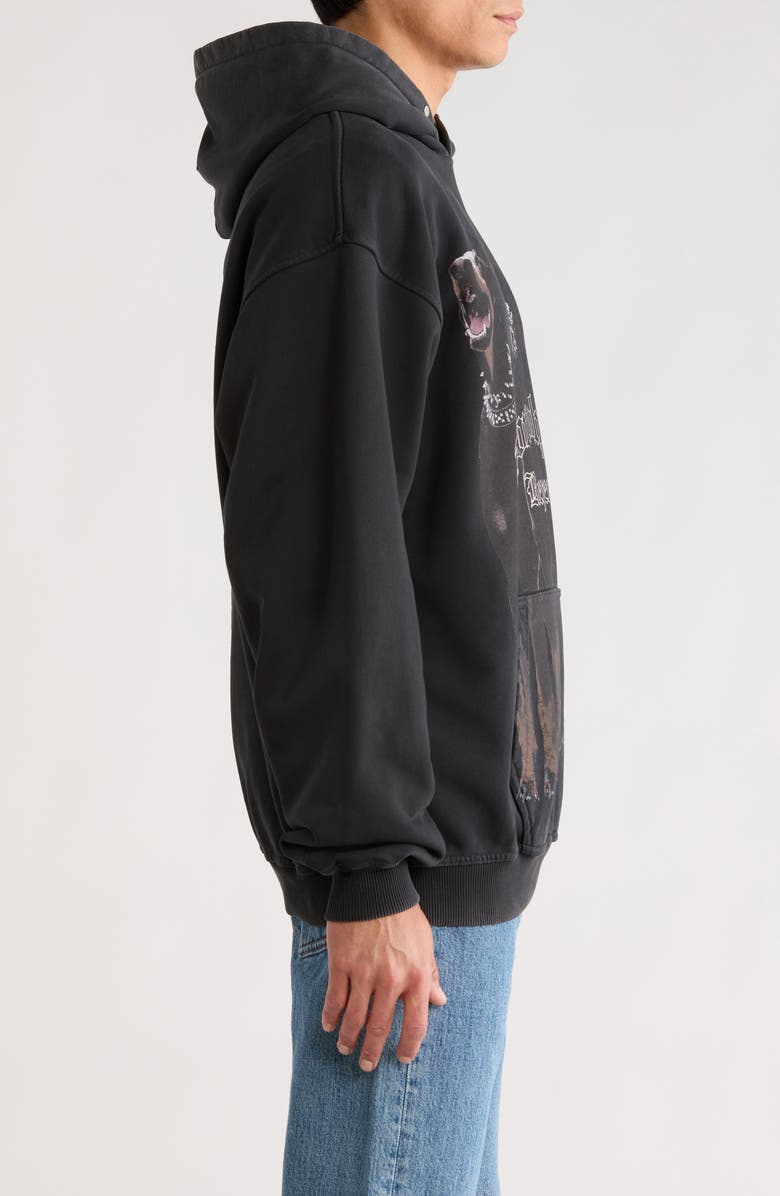 Represent Thoroughbred Oversize Cotton Graphic Hoodie, Alternate, color, Vintage Black
