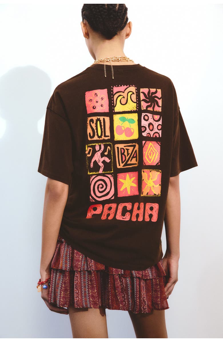 H&M Oversized Print-motif T-shirt, Alternate, color, Dark Brown/Pacha