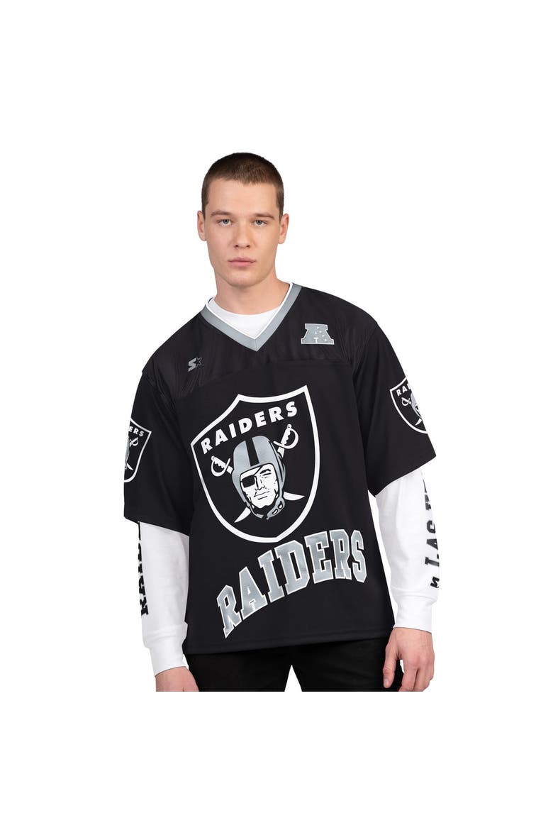 Men's Starter  Black/White Las Vegas Raiders Short Sleeve & Long Sleeve T-Shirt Combo Pack, Main, color, Black