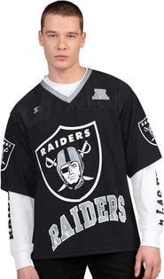 STARTER Men's Starter  Black/White Las Vegas Raiders Short Sleeve & Long Sleeve T-Shirt Combo Pack