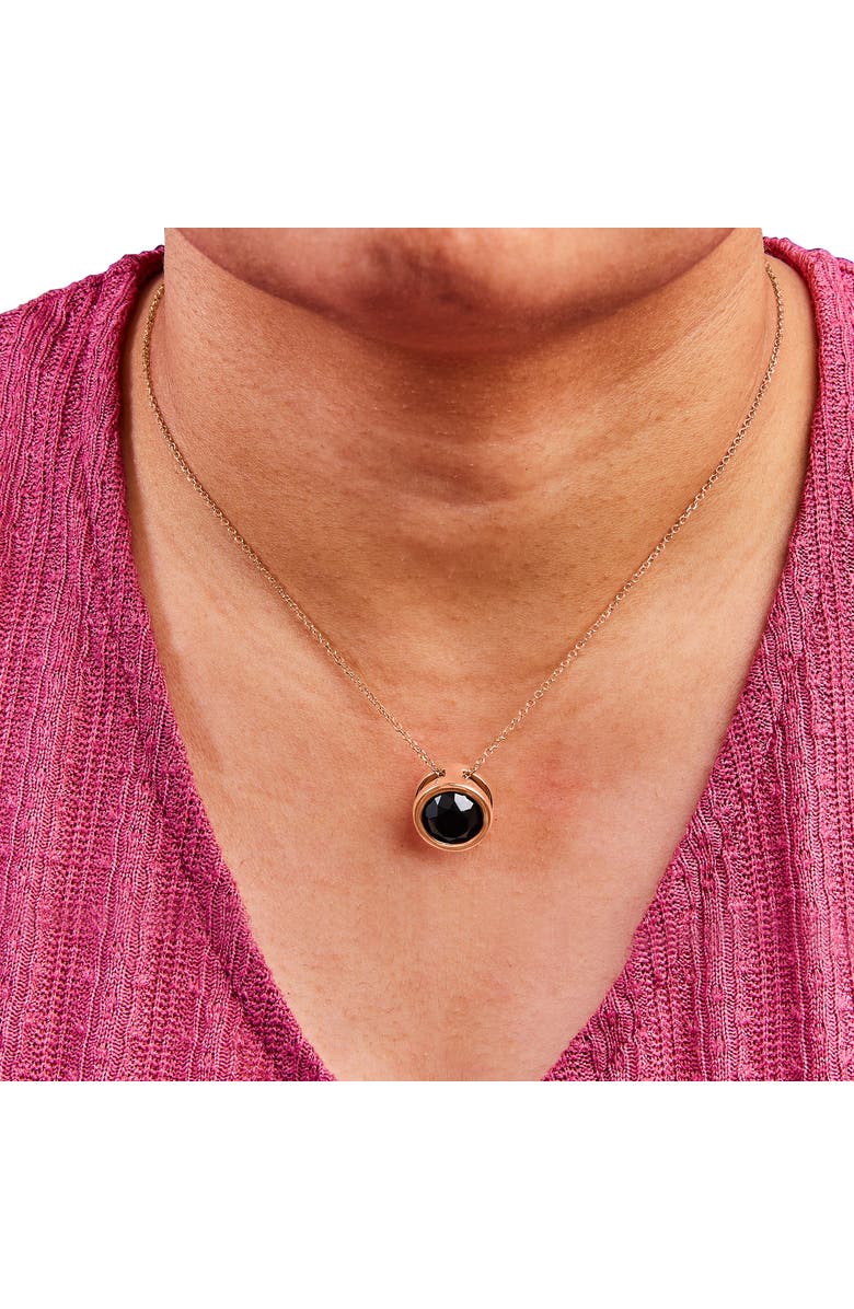 Haus of Brilliance 14K Rose Gold 7.0 Cttw Bezel-Set Black Round Diamond Solitaire Pendant Necklace, Alternate, color, Pink