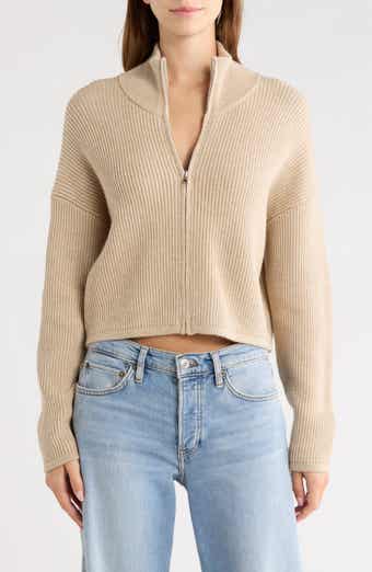 Full Zip Ribbed Sweater