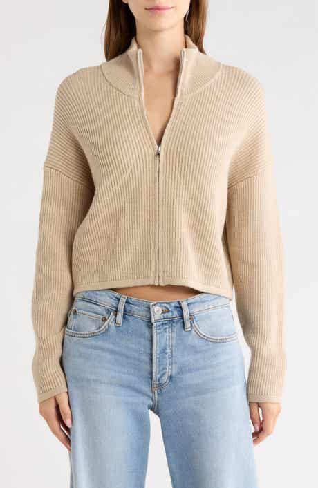 Full Zip Ribbed Sweater