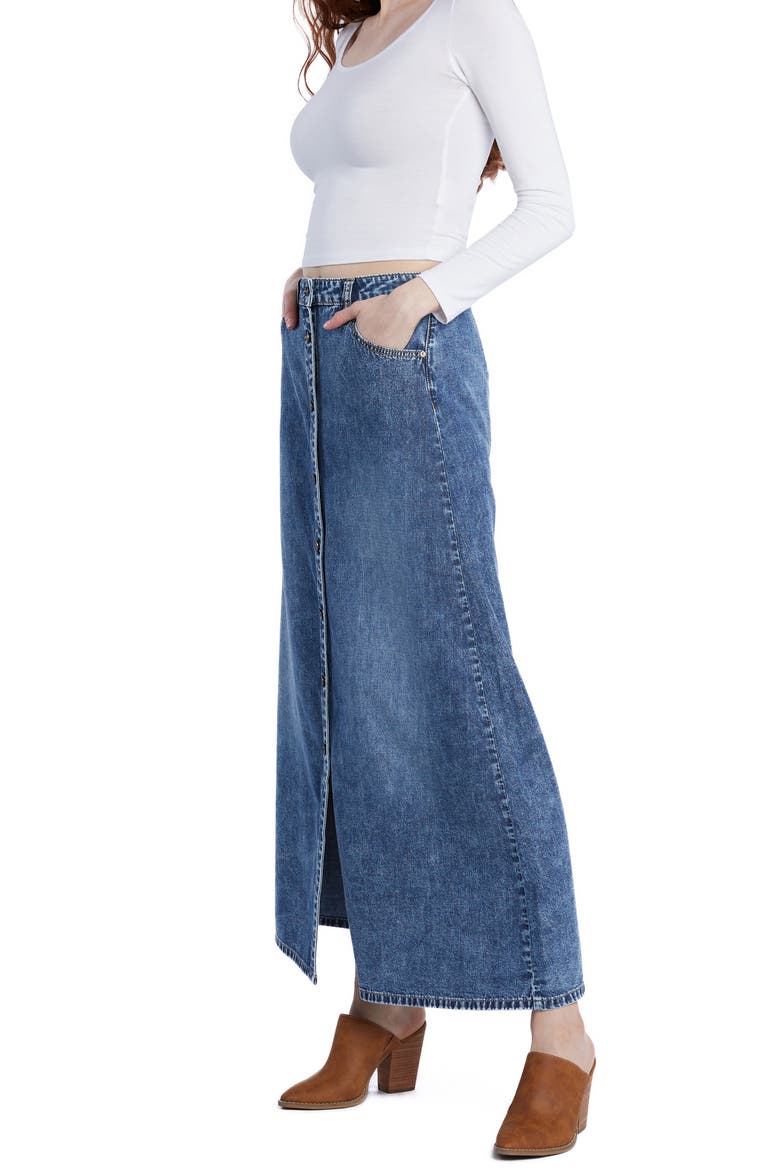 Denim Maxi Skirt, Alternate, color, PACIFIC BLUE
