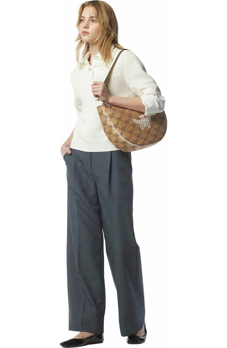 MCM Himmel Ascending Moon Hobo in Lauretos Raffia Jacquard, Alternate, color,