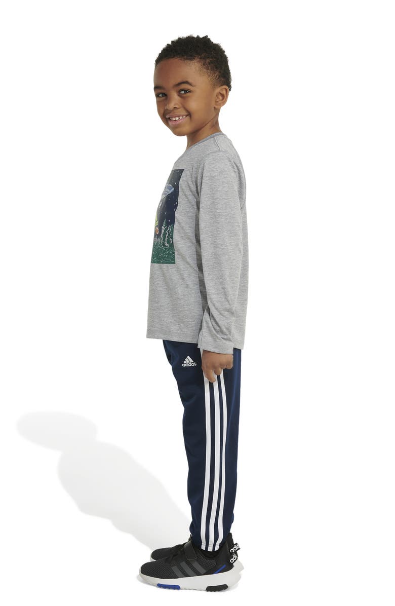adidas Kids' Long Sleeve Graphic T-Shirt & Tricot Pants Set, Alternate, color, 
