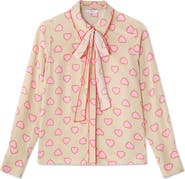 LK Bennett Amore Stitch Tie Neck Button-Up Shirt