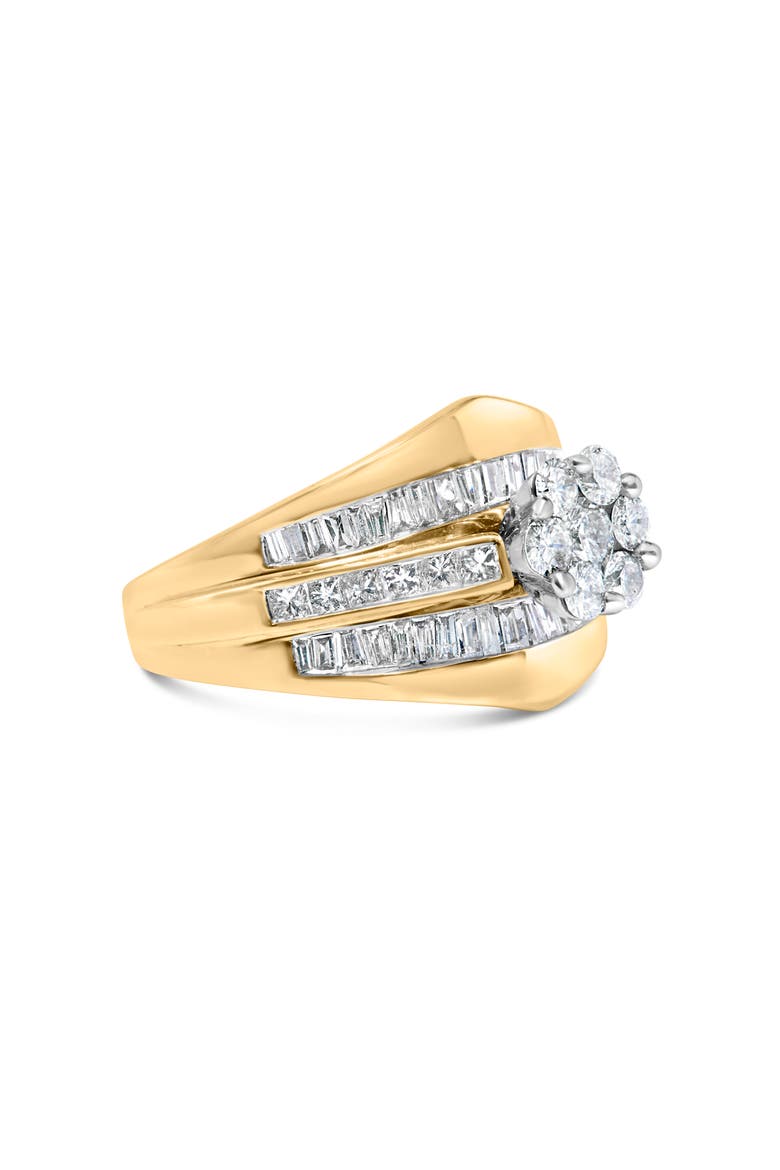 14K Yellow Gold 2-1/3 Ctw Diamond Cluster Channel Set Chevron Shaped Engagement Ring, Alternate, color, Yellow Gold