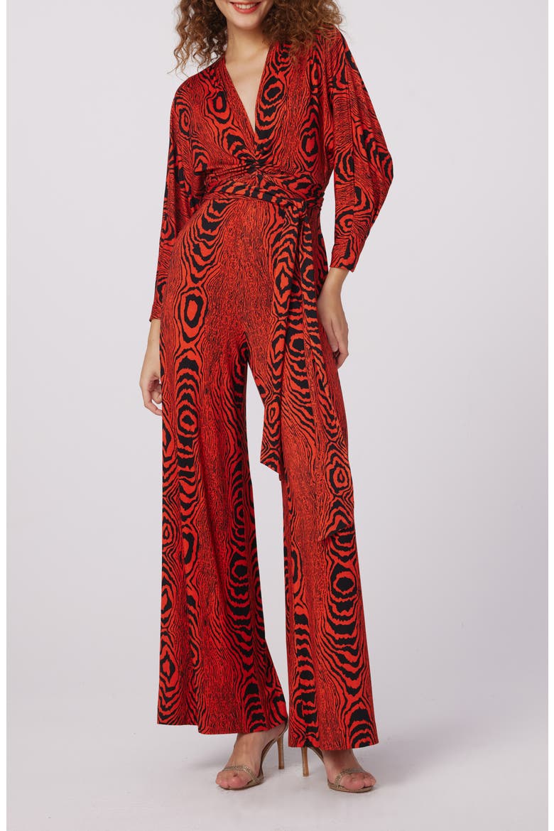 Aurelia Two Long Sleeve Jumpsuit, Main, color, WOOD GRAIN RED