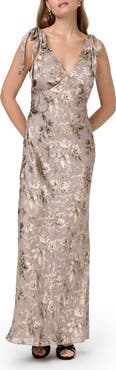 PAIGE Vialla Floral Empire Waist Chiffon Gown