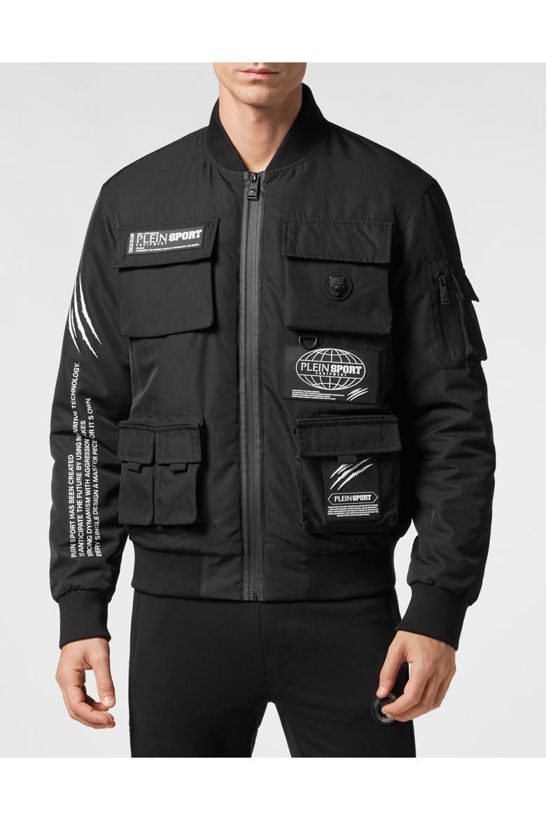 Nylon Bomber Men, Main, color, black