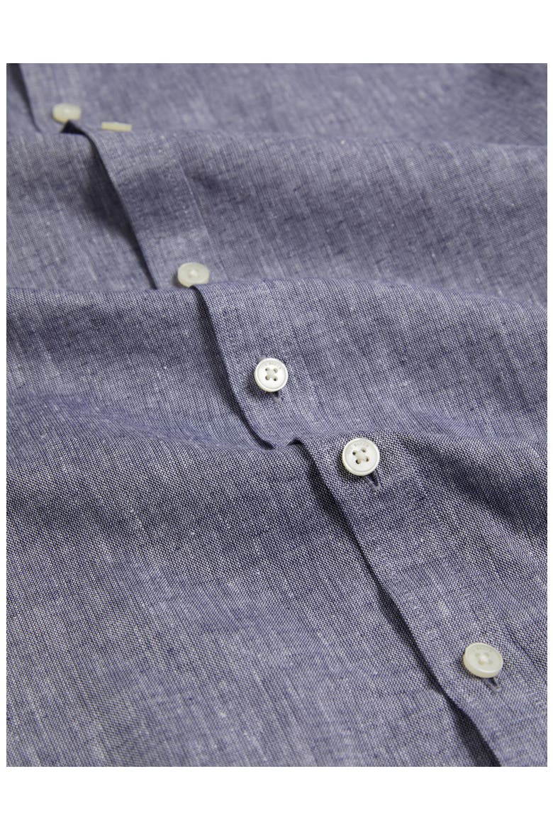 Wryte Regular Fit Short Sleeve Slub Linen & Cotton Button-Up Shirt, Alternate, color, NAVY