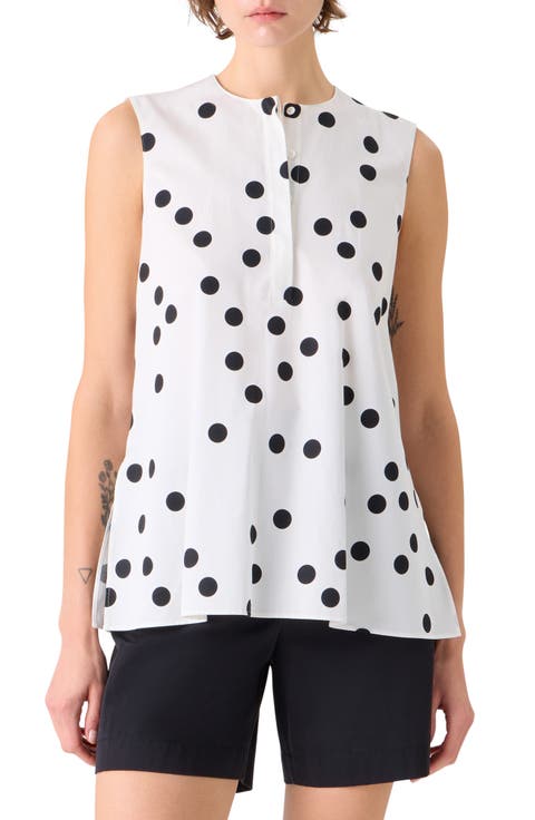 Polka Dot Sleeveless Cotton Poplin Top