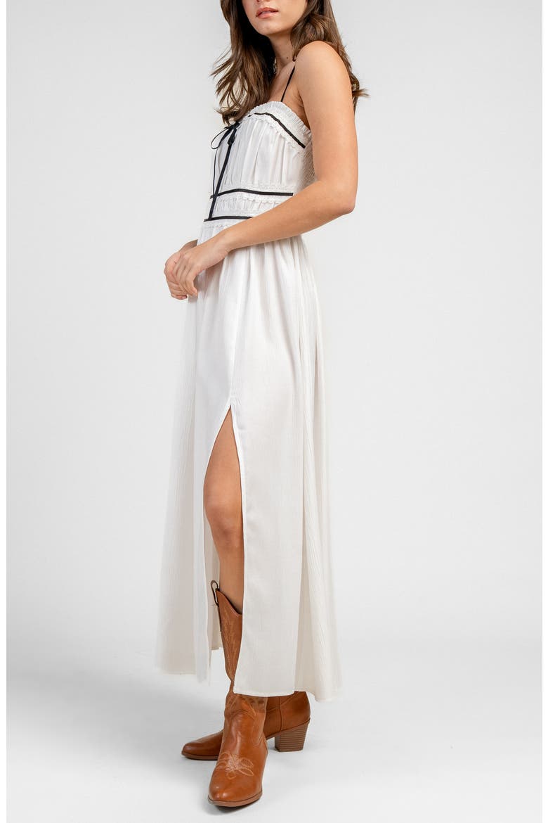 Yoryu Crinkle Lace Trim Maxi Dress, Alternate, color, WHITE