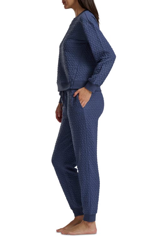 Splendid Heart Stitched Pullover & Jogger Pajamas In Blue