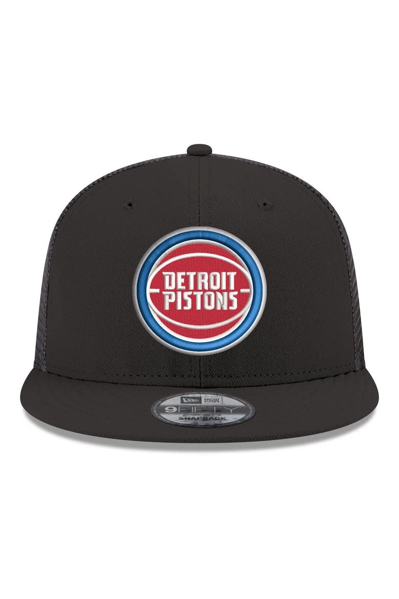 Men's New Era Black Detroit Pistons Core Logo Meshback 9FIFTY Snapback Hat, Alternate, color, Black