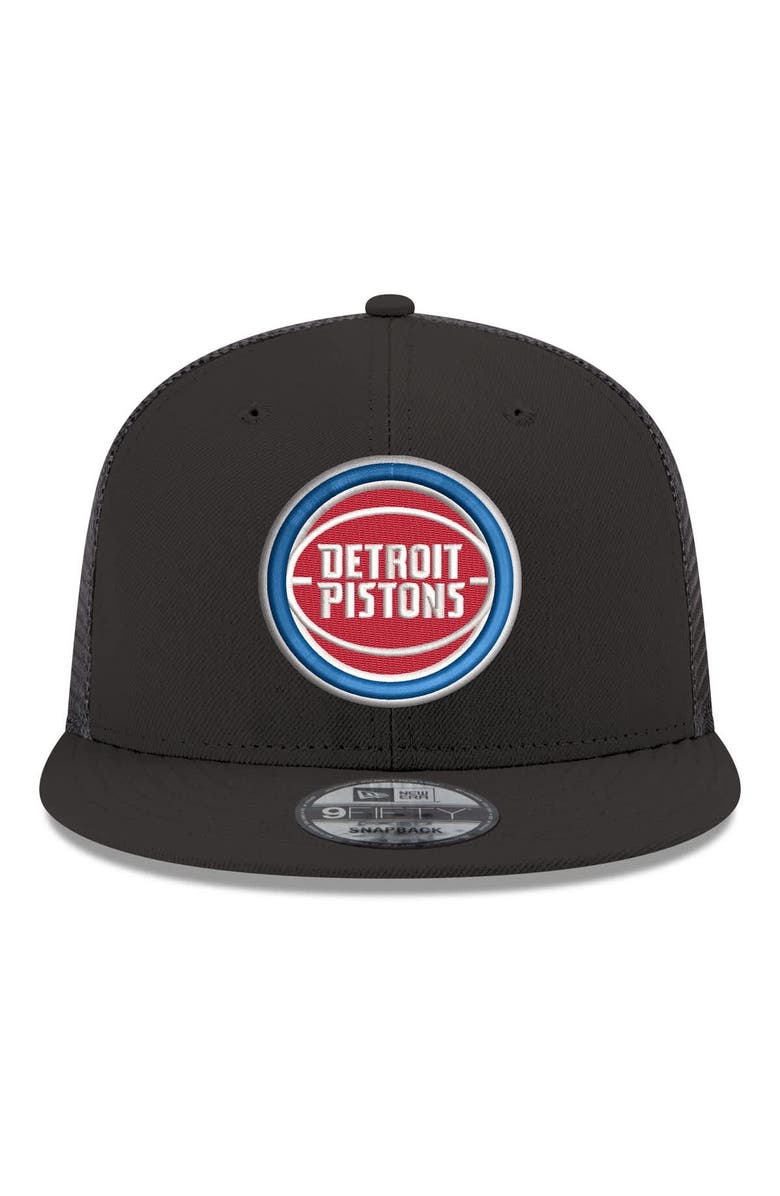 New Era Men's New Era Black Detroit Pistons Core Logo Meshback 9FIFTY Snapback Hat, Alternate, color, Black