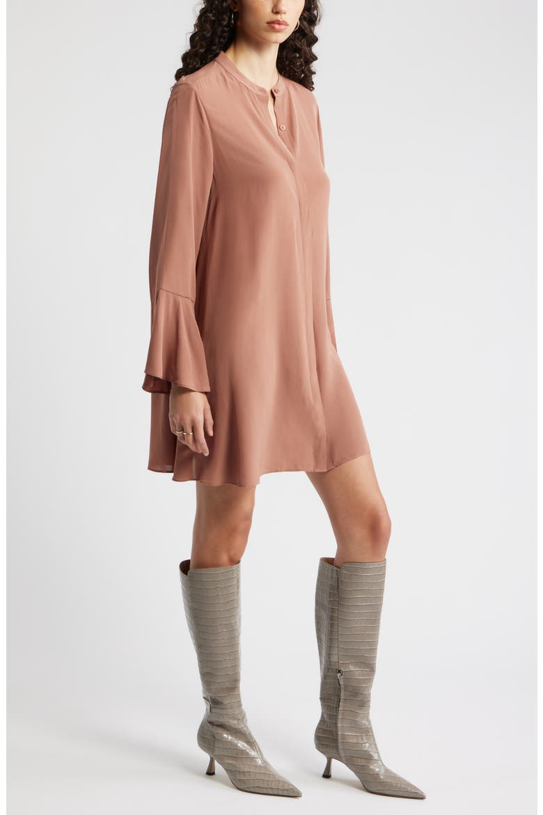 Long Sleeve Minidress, Alternate, color, BROWN CLOVE