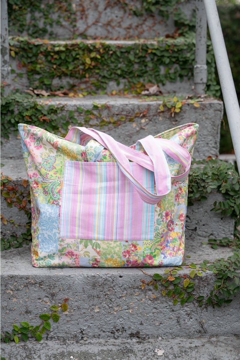 Garden Collage Patchwork Market Tote Bag, Alternate, color, Green