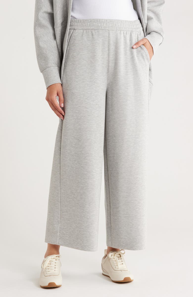 Caslon<sup>®</sup> Scuba Wide Leg Pants, Main, color, Grey Heather