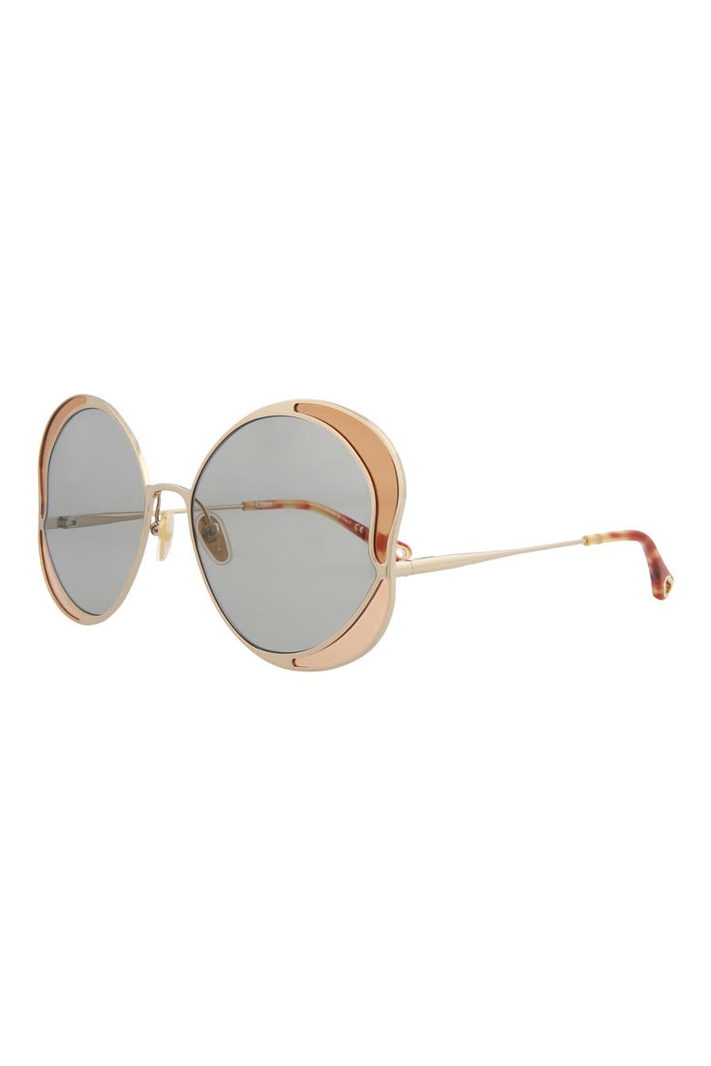 60mm Oversize Round Sunglasses, Alternate, color, GOLD GREY
