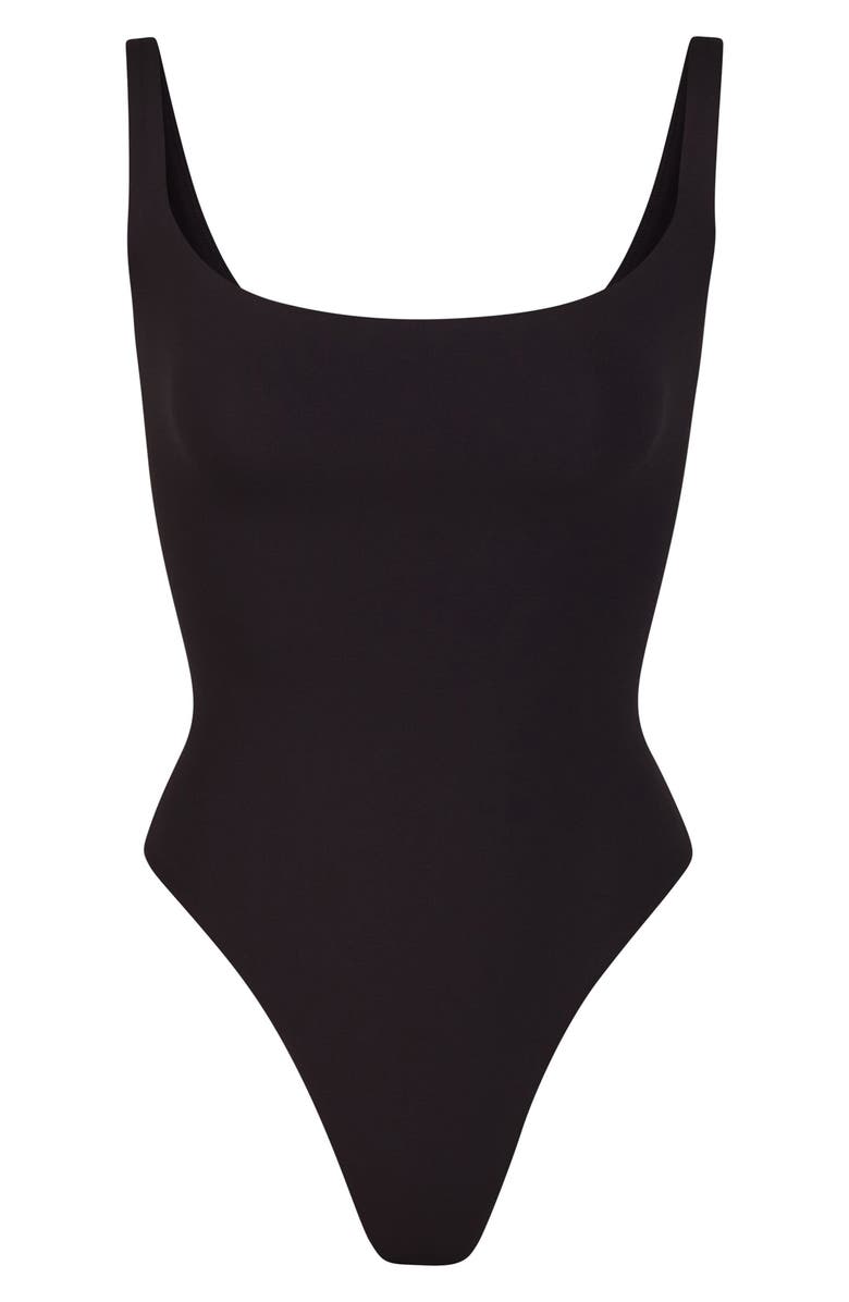 SKIMS Fits Everybody Square Neck Bodysuit, Alternate, color, Onyx