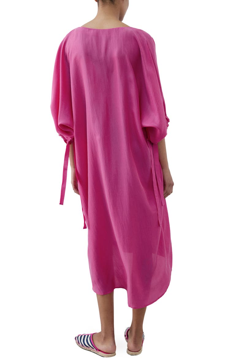 Puff Sleeve Silk Nightgown, Alternate, color, FUCHSIA