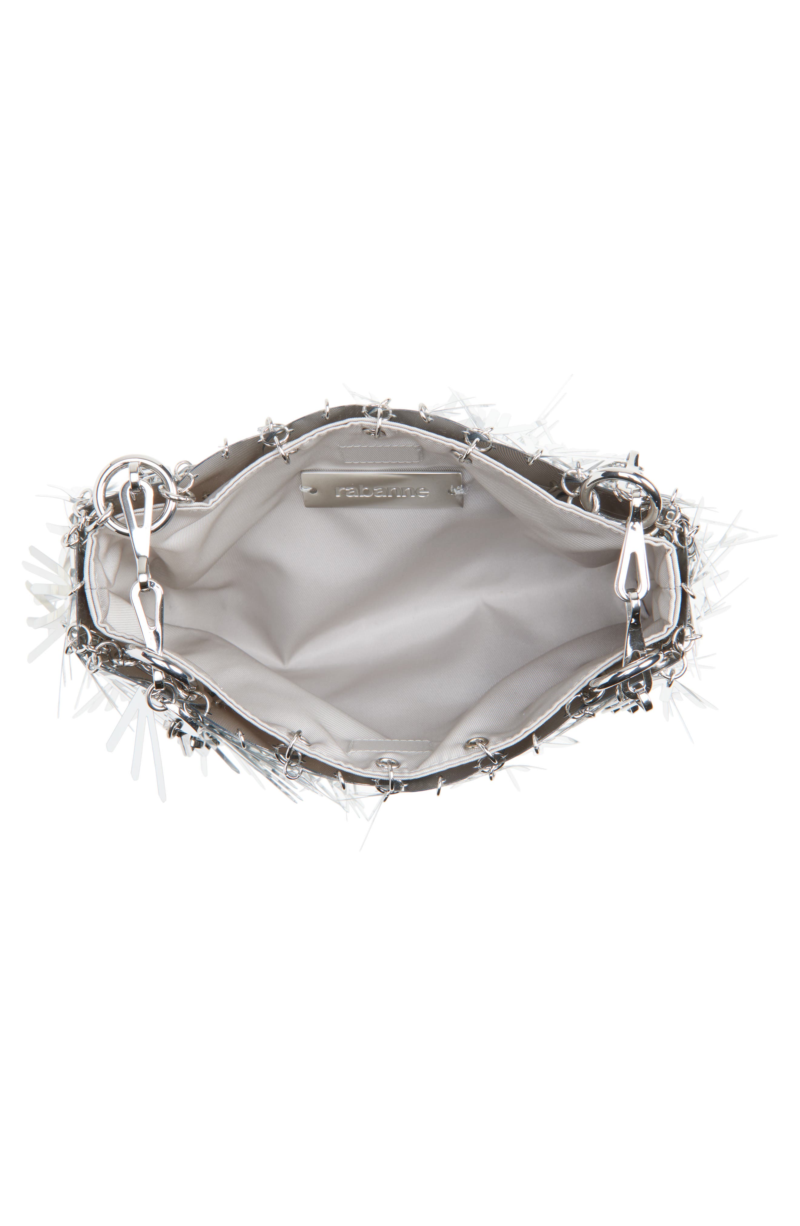 Rabanne Nano 1969 Paillette Shoulder Bag, Alternate, color, Silver