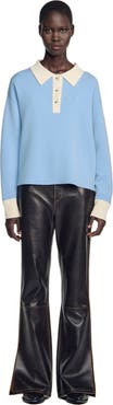 SANDRO Two-tone wool polo sweater