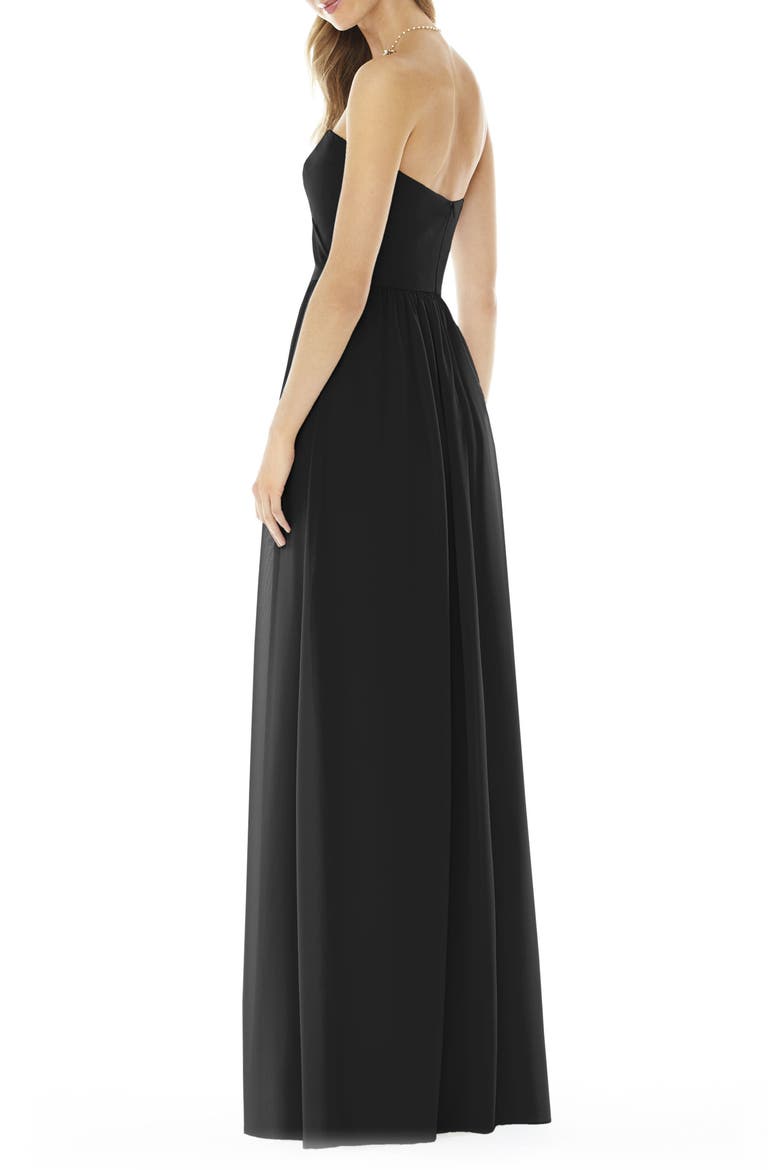 Strapless Georgette A-Line Gown, Alternate, color, BLACK