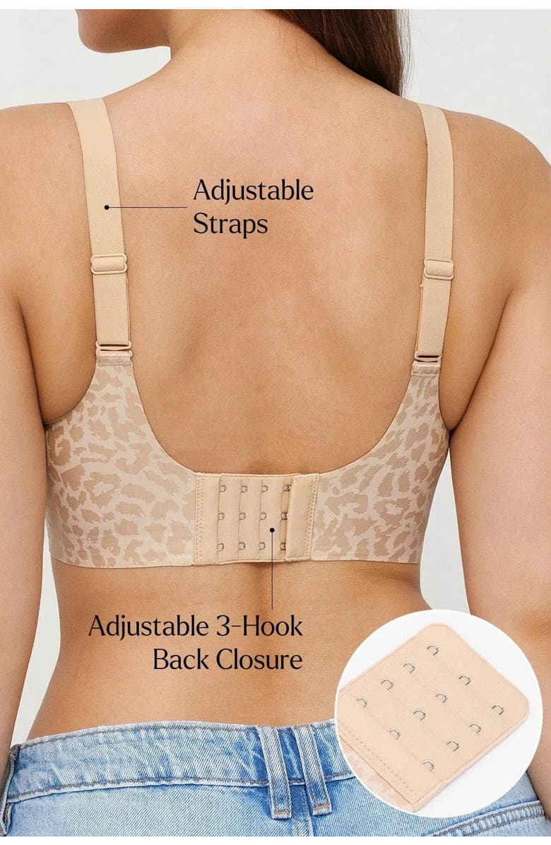 Popilush Seamless Wireless Jelly Leopard Contour Minimizer Support Bra, Alternate, color, Pinkish Beige