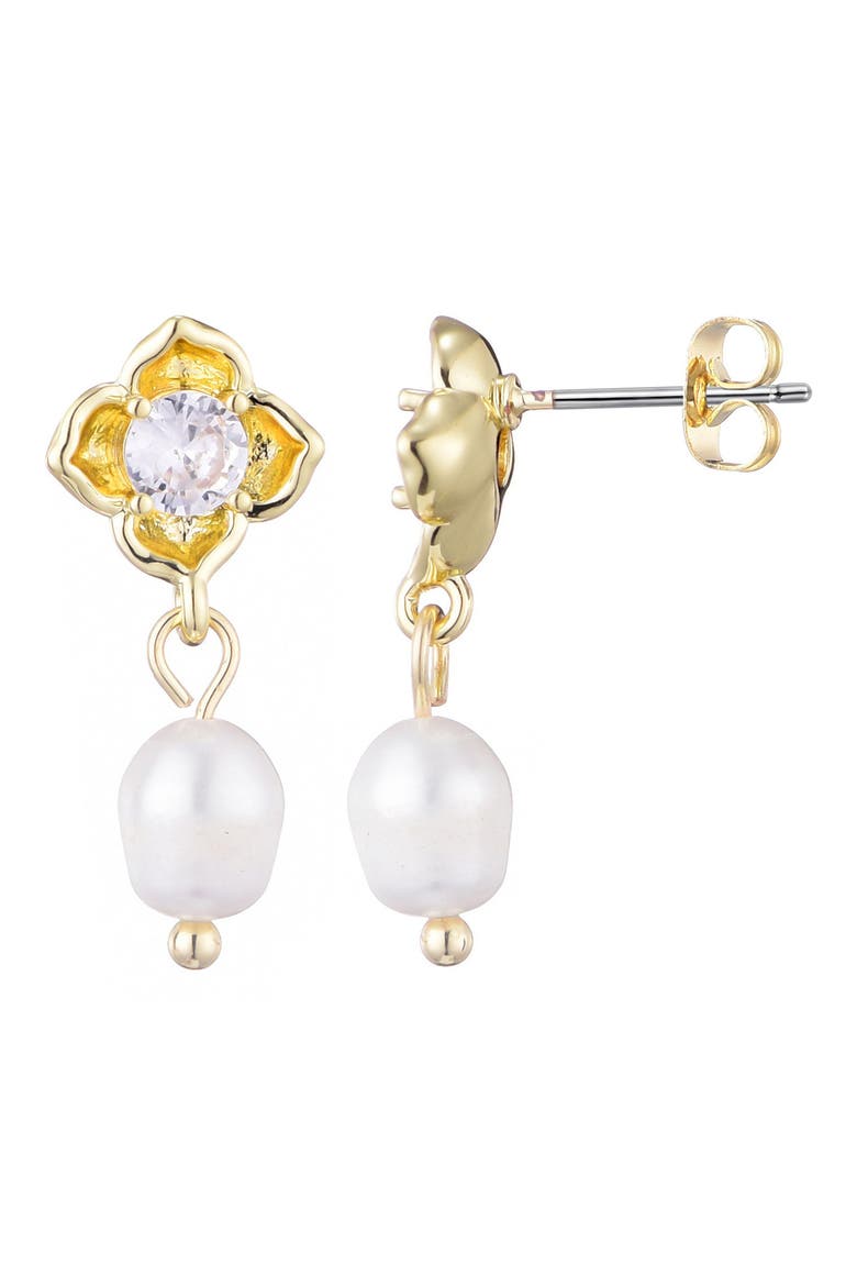 Crystal & Freshwater Pearl Drop Earrings, Alternate, color, WHITE