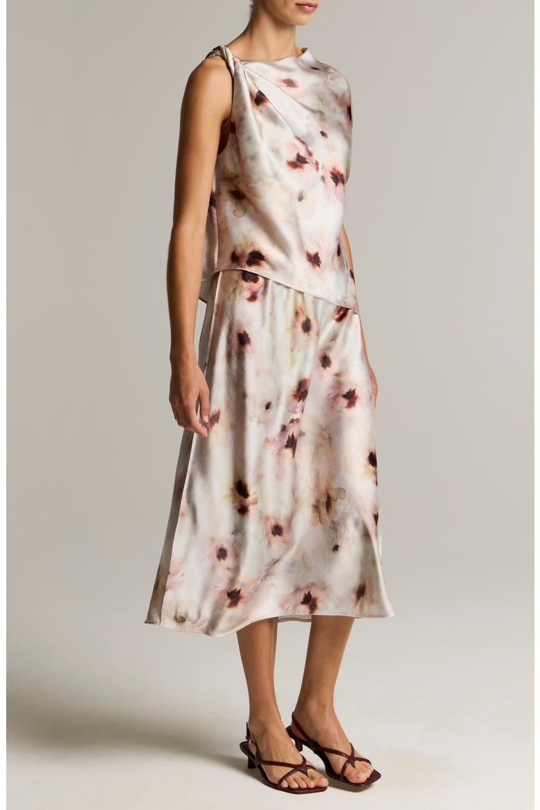 Watercolor Floral Print Midi Skirt, Alternate, color, SOFT PEONY