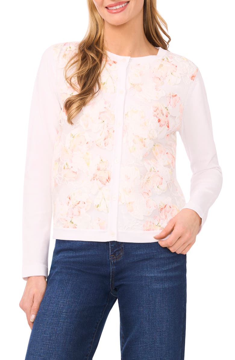 Ted Baker Cassia Floral Mixed Media Cardigan, Main, color, 