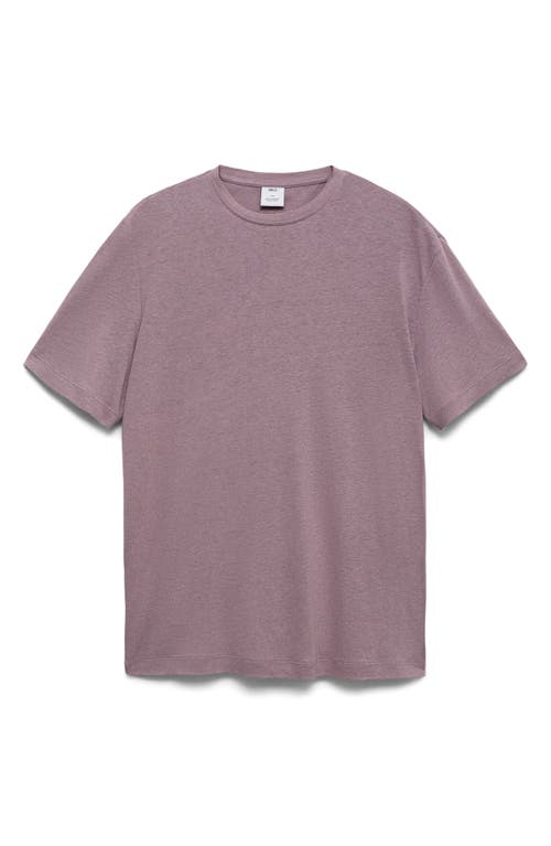 Mango Slim Fit Linen Blend T-shirt In Purple