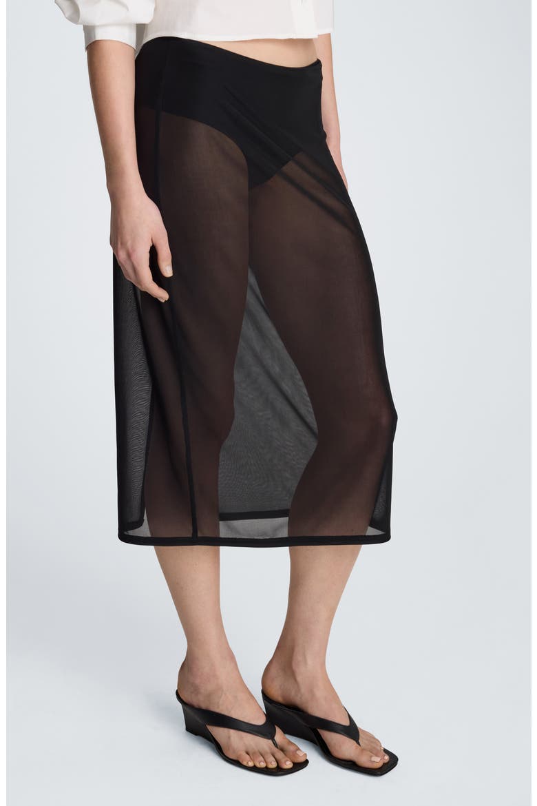 Mesh Midi Skirt, Alternate, color, BLACK