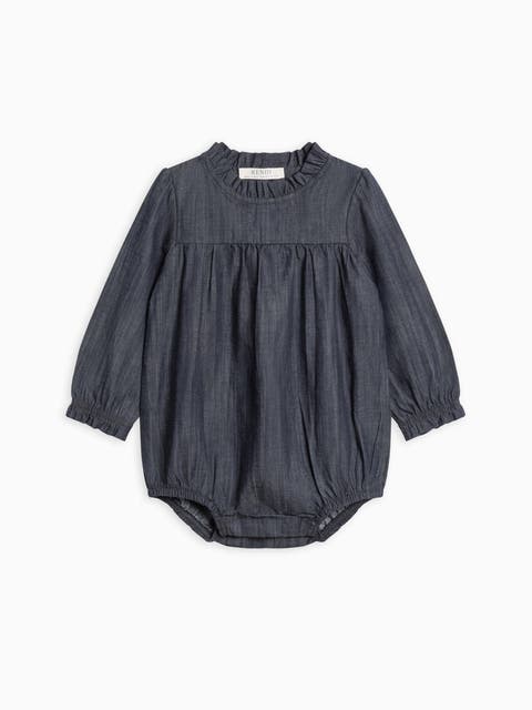 Chantal Chambray Ruffle Romper (Baby)
