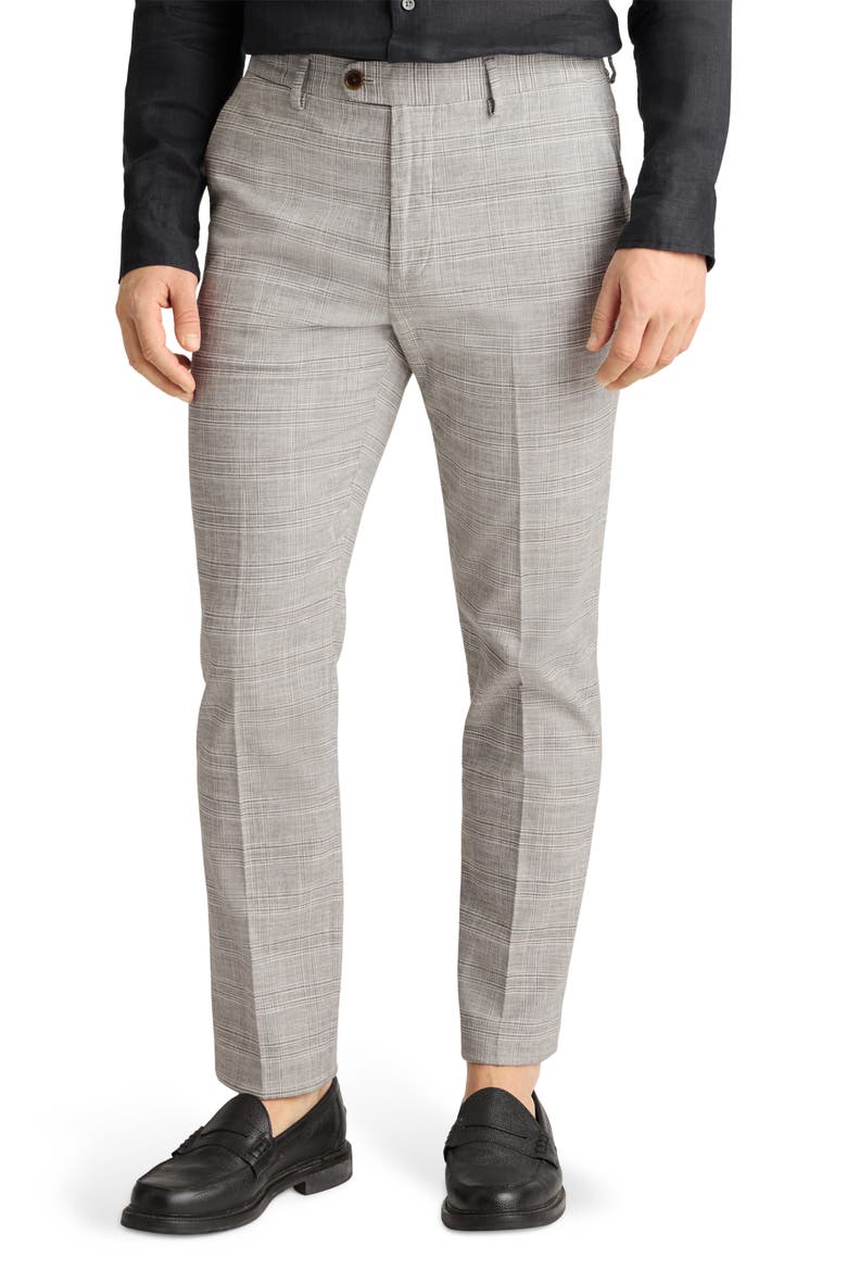 Primo Slim Fit Plaid Stretch Twill Chinos, Main, color, GRAY PLAID