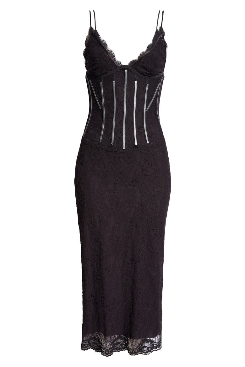 Lace Corset Dress, Alternate, color, NERO