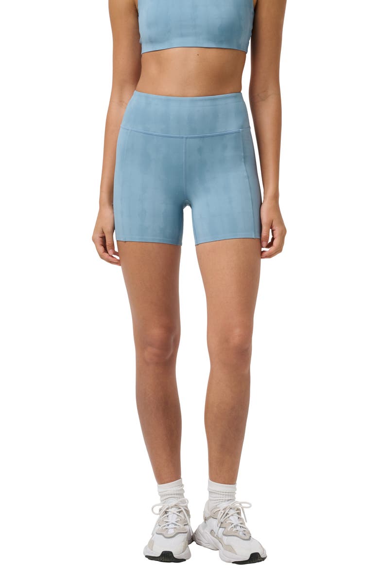 TravisMathew Moveknit Bike Shorts, Main, color, Smoke Blue Multi