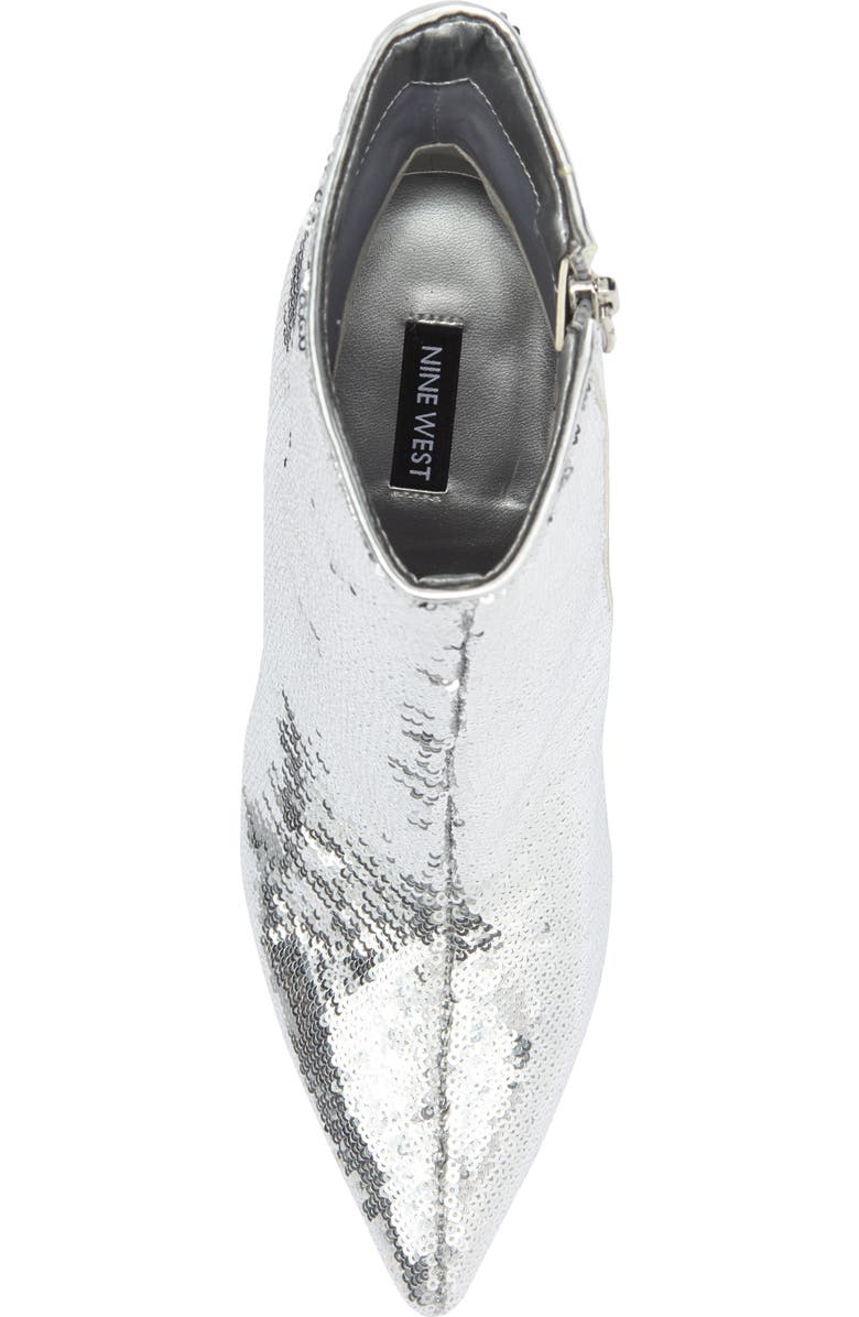 Nine West Balize Pointed Toe Bootie, Alternate, color, Silver/ Silver