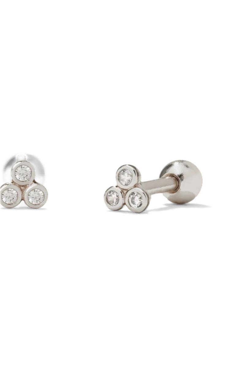 MADE BY MARY CZ Bezel Trinity Stud Earrings, Main, color, Silver