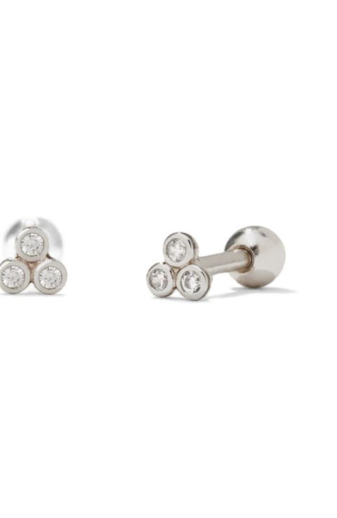 CZ Bezel Trinity Stud Earrings