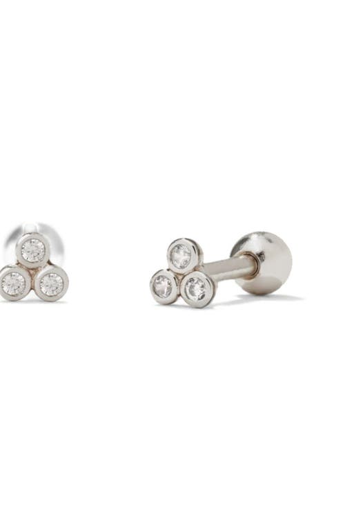 Made By Mary Cz Bezel Trinity Stud Earrings In Blue